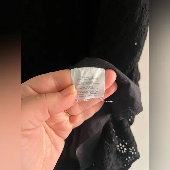 Madewell Black Eyelet Lace Dress Ruffle Tiered Mini Size 0 XXS Boho Cottagecore - Picture 4 of 6